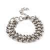 304 Stainless Steel Ball Rings Link Bracelets for Women BJEW-F488-17P-4