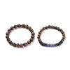 2Pcs 2 Style Natural Wood & Synthetic Hematite Beaded Stretch Bracelets Set with Gemstone BJEW-JB08153-6