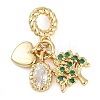 Rack Plating Brass Clear & Green Cubic Zirconia European Dangle Charms KK-P287-24G-1