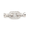 925 Sterling Silver Micro Pave Clear Cubic Zirconia Fold Over Clasps STER-U001-15P-1