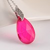 Faceted Teardrop Brass Glass Pendants PALLOY-JF00143-2