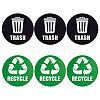 6Pcs 2 Styles PVC Garbage Recycle Trash sign stickers DIY-WH0043-40-1