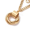 PVD Vacuum Plating 304 Stainless Steel Double Chains Multi Layered Necklace with Rings Charm for Women STAS-E155-15G-2