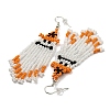 Boho Seed Bead Halloween Ghost with Hat Tassel Earrings EJEW-Q380-04C-2