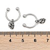 Rose Flower 316 Surgical Stainless Steel Dangle Half Hoop Earrings for Women EJEW-G416-45AS-5