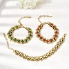 304 Stainless Steel Enamel Link Chain Bracelets for Women BJEW-A152-03G-2