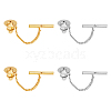 SUPERFINDINGS 4Pcs 2 Colors Men's Brass Tie Tack Clutch with Chain KK-FH0007-42-1