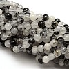 Natural Gemstone Black Rutilated Quartz Round Beads Strands G-E251-30-4mm-1