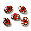 Handmade Printed Porcelain Beads PORC-F005-01E-1