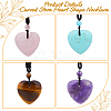 FIBLOOM 4Pcs 4 Style Heart Natural & Synthetic Mixed Gemstone Pendant Necklace with Nylon Cords NJEW-FI0001-50-3