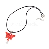 Glass Seed Beads Beaded Butterfly Pendant Necklaces NJEW-MZ00083-01-4