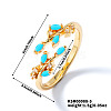 Exquisite Brass Cubic Zirconia Willow Leaf Cuff Rings for Women UN6923-5-1