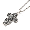 Viking 304 Stainless Steel Black Enamel Box Chain Trinity Knot Cross Pendant Necklaces for Men NJEW-S003-07P-2