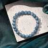 Natural Quartz Imitation Aquamarine Beaded Stretch Bracelets for Women Men BJEW-F483-02-1