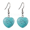 Synthetic Turquoise Heart Lariat Necklace & Dangle Earring Sets SJEW-JS01303-6