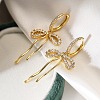 Bowknot Brass Micro Pave Clear Cubic Zirconia Hoop Earrings for Women EJEW-A110-03G-1