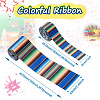 2Rolls 2 Styles Stripe Pattern Printed Polyester Grosgrain Ribbon OCOR-TA0001-37G-10