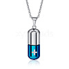 Two Tone 316L Stainless Steel Pill with Cross Urn Ashes Pendant Necklace with Cable Chains BOTT-PW0001-010PBU-1