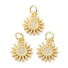 Brass Cubic Zirconia Charms ZIRC-C022-21G-2