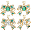 6Pcs 2 Colors Brass Micro Pave Cubic Zirconia Pendants KK-BBC0020-51-1