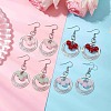 4 Pairs Brass & Glass & 304 Stainless Steel Dangle Earrings EJEW-JE06258-1