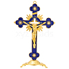 Religion Alloy Enamel Crucifix Cross Statue Display Decorations DJEW-WH0043-105E-1