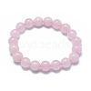 Natural Rose Quartz Bead Stretch Bracelets X-BJEW-K212-A-045-6