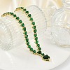 Brass Full Green Cubic Zirconia Heart Pendant Necklaces for Women NJEW-M079-01G-2