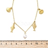 Summer Beach 304 Stainless Steel & Plastic Imitation Pearl Fish Shell Shaped Bib Necklaces for Women NJEW-U032-06G-5