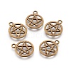 Tibetan Style Alloy Flat Round with Star Charms TIBEP-5248-AB-FF-1