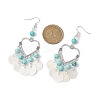 Heart Synthetic Turquoise & Capiz Shell Chandelier Earrings EJEW-TA00490-3