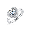 Rhodium Plated 925 Sterling Silver Pave 6.5x3.9mm Moissanite Adjustable Rings for Women WG1784E-01-3