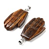 Natural Tiger Eye Carved Pendants G-K369-01P-03-2