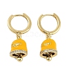 Bell Brass & Enamel Hoop Earrings for Women EJEW-U015-25G-E-1