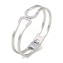 Non-Tarnish 304 Stainless Steel Hollow Hinged Bangles BJEW-Q348-01P