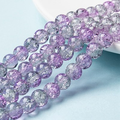 Spray Painted Crackle Glass Beads Strands CCG-Q002-8mm-02-1