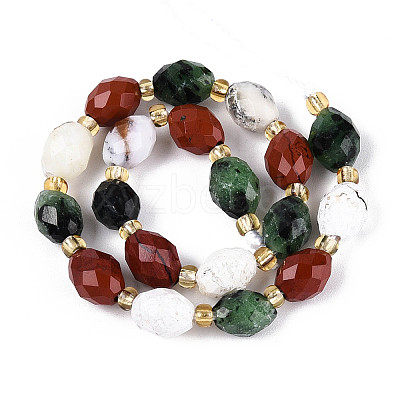 Natural Ruby in Zoisite & Red Jasper & Flower Opal Beads Strands G-T144-21A-01-1