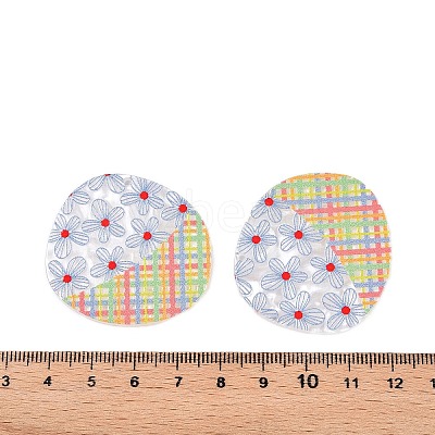 Plaid Theme Printed Acrylic Pendants OACR-T028-05D-1