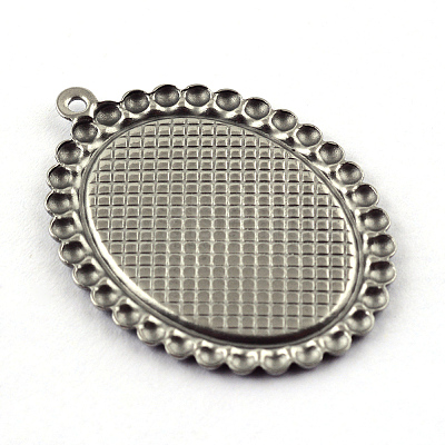 Tarnish Resistant Pendant Cabochon Settings LS-X-STAS-Q194-16-1
