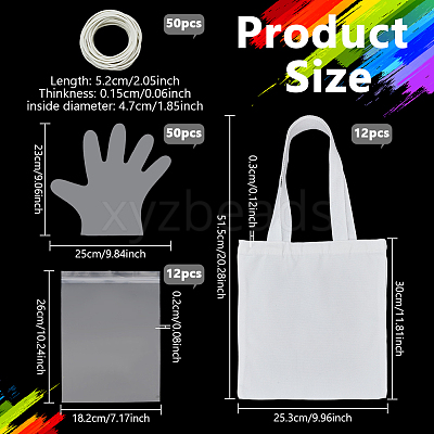 12Pcs Rectangle Black Canvas Cloth Packaging Bags with Handles ABAG-NB0002-40-1