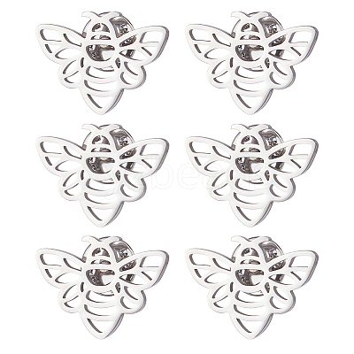 6Pcs Bees 304 Stainless Steel Lapel Pin Backs for Backpack Clothes JEWB-FH0003-11P-1