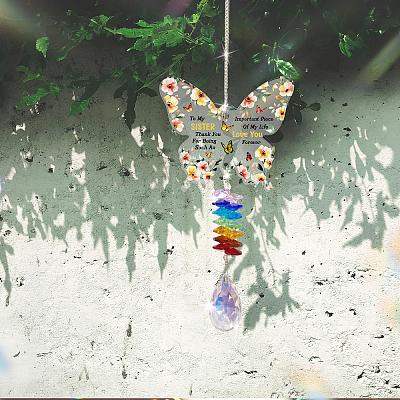 Glass Teardrop Hanging Suncatchers HJEW-WH0201-018-1