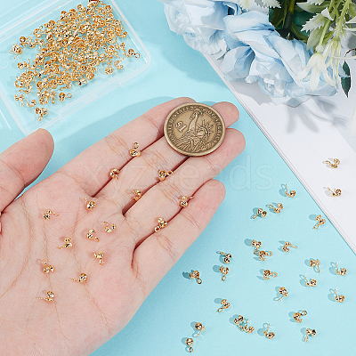 150Pcs Brass Bead Tips KK-UN0003-37-1