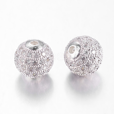 Brass Cubic Zirconia Beads ZIRC-D003-2S-1