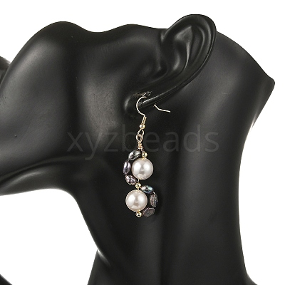 Shell Pearl 304 Stainless Steel Dangle Earrings EJEW-JE07370-1