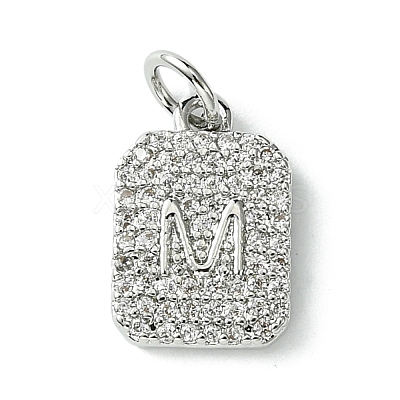 Rack Plating Brass Micro Pave Clear Cubic Zirconia Charms KK-G501-01M-P-1