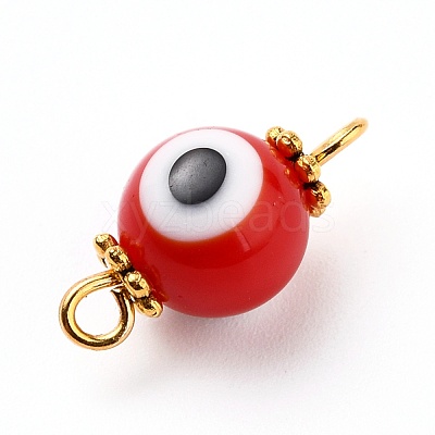 Golden Plated Handmade Lampwork link Connectors PALLOY-JF00543-1