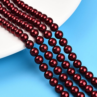 Baking Paint Pearlized Glass Pearl Bead Strands X-HY-N002-6mm-A13-1