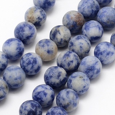 Natural Blue Spot Jasper Round Bead Strands G-D679-4mm-1