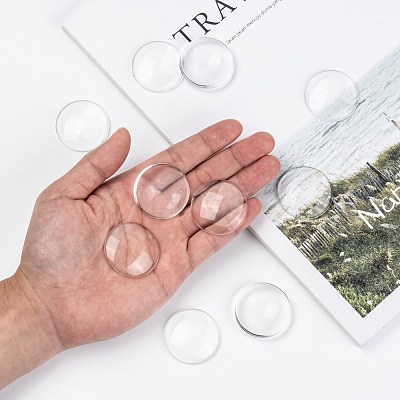Transparent Glass Cabochons GGLA-R026-35mm-1